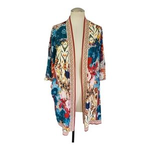 NWT Chico’s Kimono Cardigan S/M Multicolor Boho Open Front Lightweight Layering